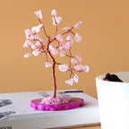 Arbre de Gemmes – Quartz Rose sur base en Agate Rose