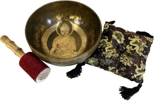 Coffret Bol Tibétain – Bouddha Doré en Laiton – Édition Spéciale
