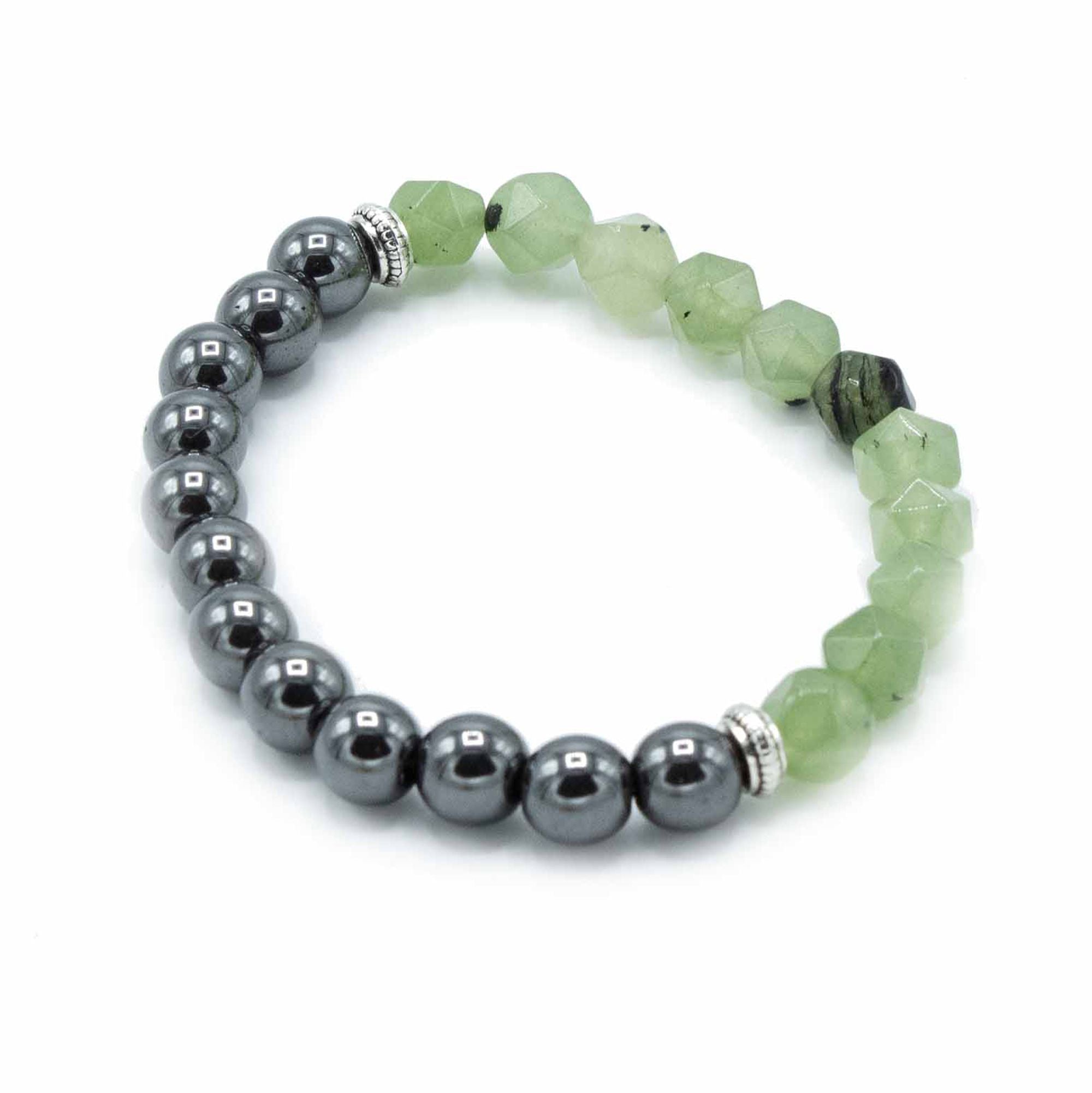 Bracelet Pierres Facettées – Jade Vert (Fermoir Magnétique)