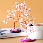 Arbre de Gemmes – Quartz Rose sur base en Agate Rose