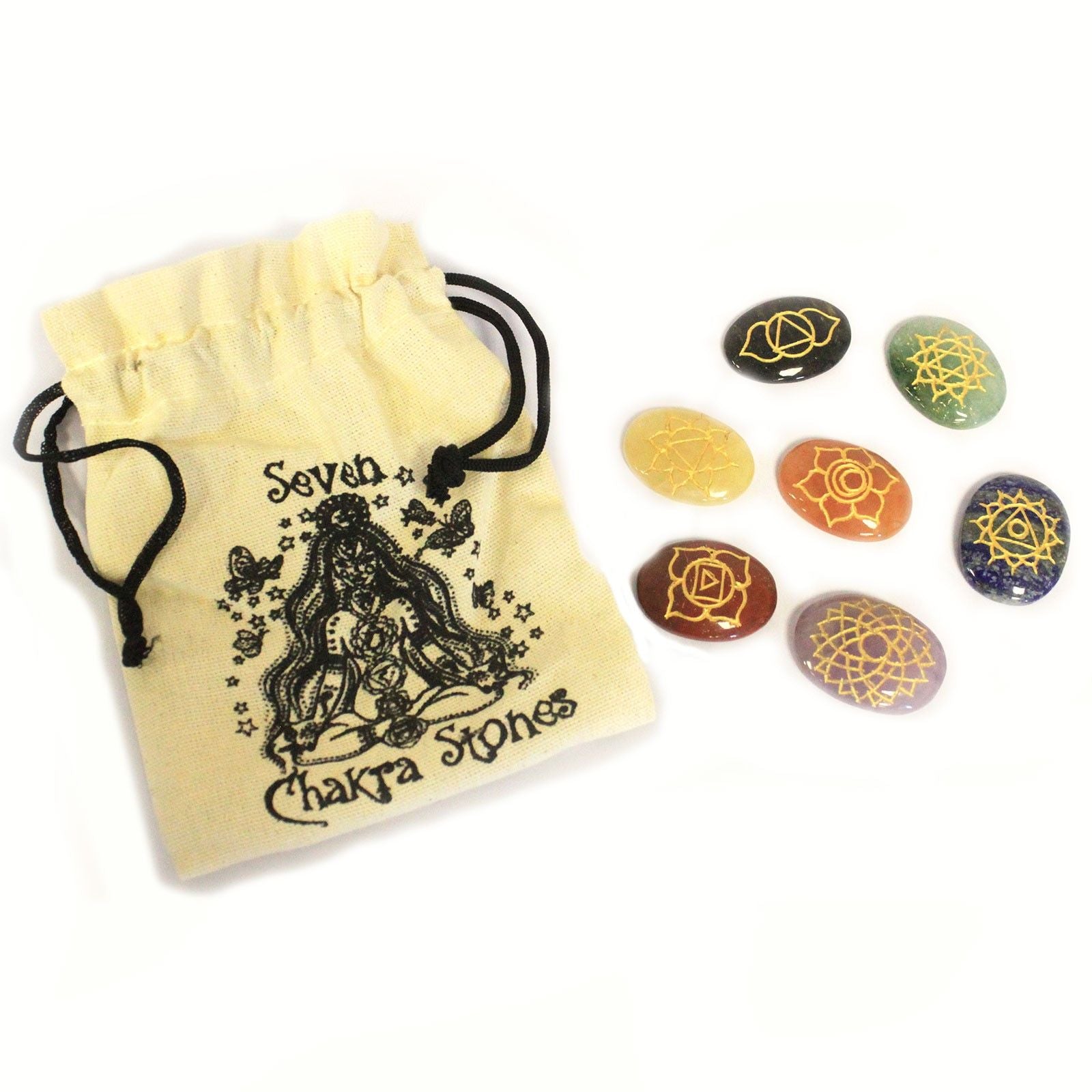 Pochette de Pierres Chakras – Grandes Pierres Ovales