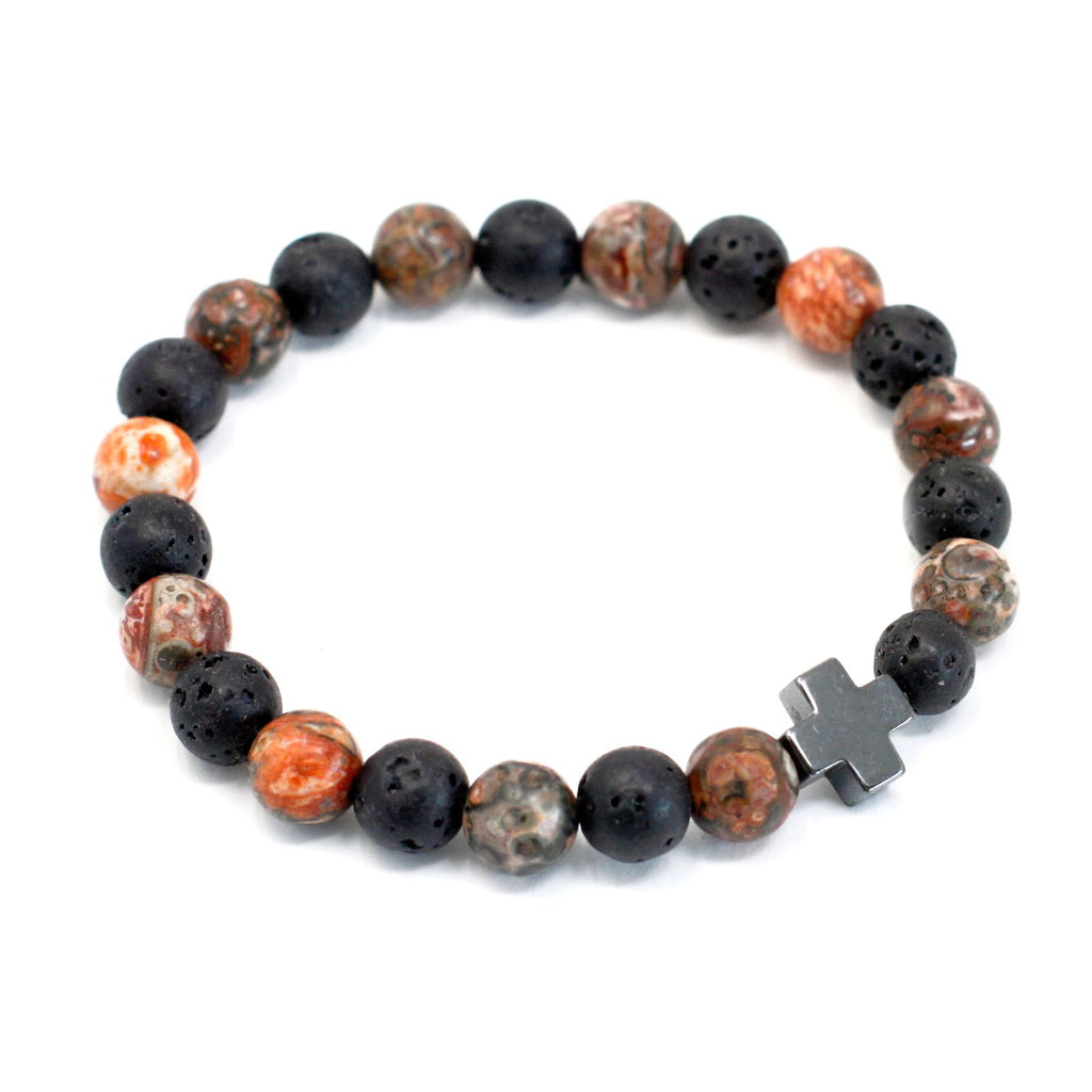 Set de 2 Bracelets d'Éternité – Jaspe Léopard & Pierre de Lave