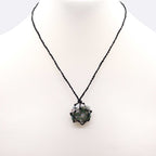 Pendentif Hexagone Macramé – Agate Mousse