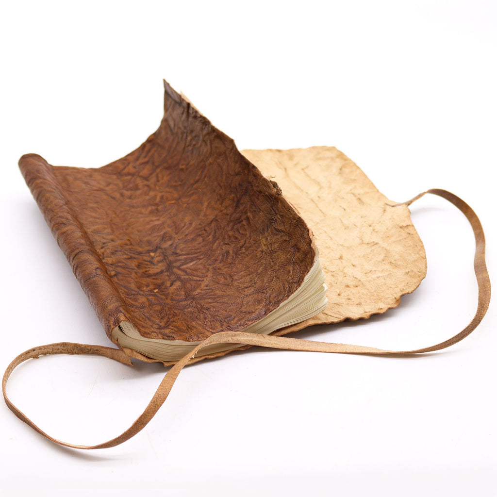 Carnet de Voyage en Cuir Enroulé – 96 pages – Naturel – 21×15 cm