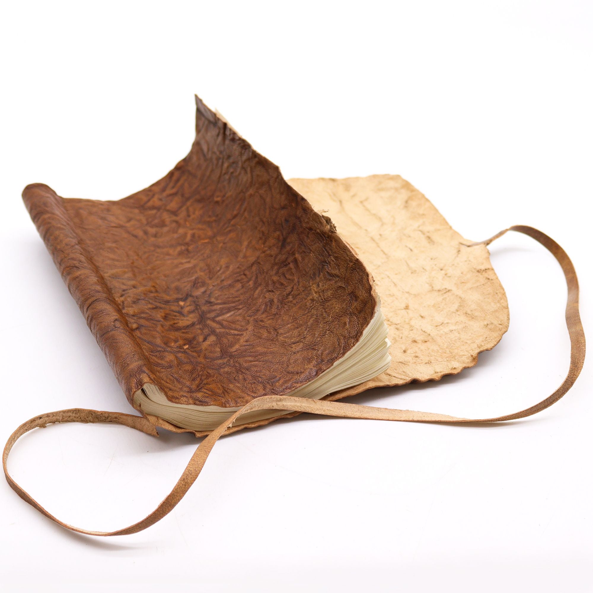 Carnet de Voyage en Cuir Enroulé – 96 pages – Naturel – 21×15 cm